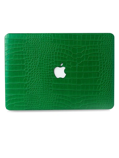 Shop Chic Geeks Faux Crocodile Macbook Case In Emerald