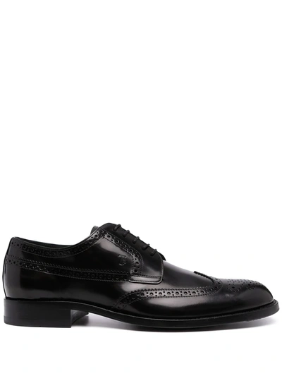 Shop Tod's Leather Lace-up Brogues In Black
