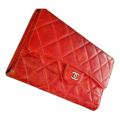 Pre-owned Chanel Timeless/classique Leather Wallet In Red