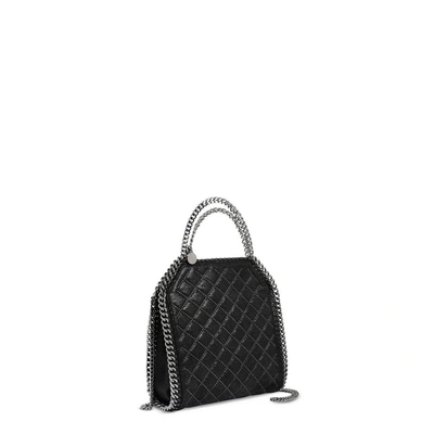 Shop Stella Mccartney Black Falabella Studded Quilted Shaggy Deer Tiny Tote
