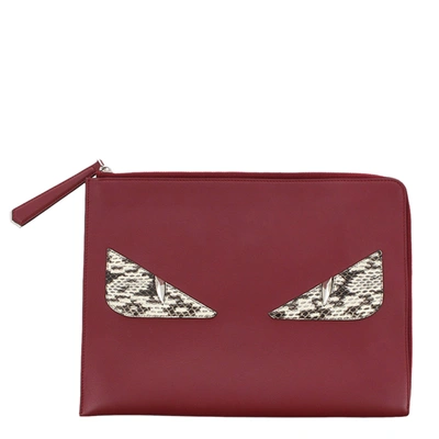 Pre-owned Fendi Red Monster Leather Clutch Bag In Multicolor