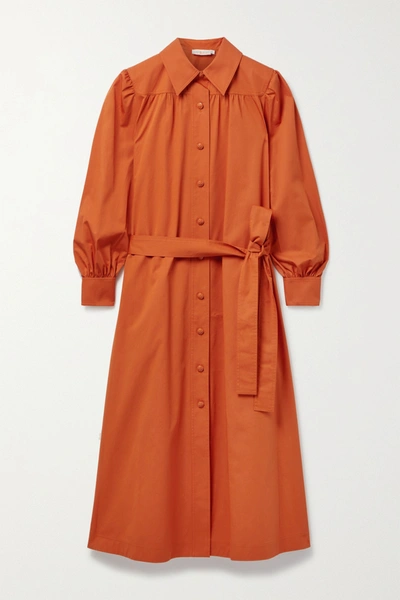 Tory Burch Artist Belted Cotton Shirt Dress In Orange | ModeSens