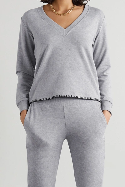 Shop L Agence Helena Stretch Cotton And Modal-blend Sweatshirt In Gray