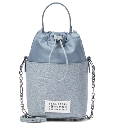 Shop Maison Margiela 5ac Small Leather Bucket Bag In Blue