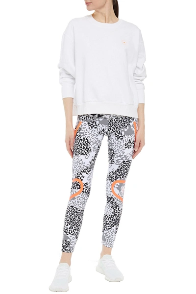 Shop Adidas By Stella Mccartney Truepace Reflective-trimmed Leopard-print Stretch Leggings In White