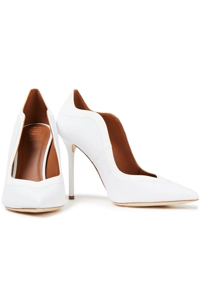 Shop Malone Souliers Penelope 100 Smooth And Patent-leather Pumps In White