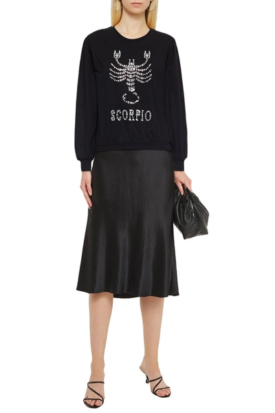 Shop Alberta Ferretti Love Me Starlight Scorpio Embellished Organic Cotton-jersey Sweatshirt In Black