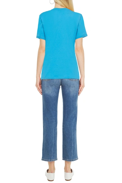 Shop Alberta Ferretti Love Me Starlight Printed Organic Cotton-jersey T-shirt In Turquoise