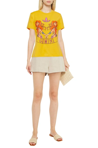 Shop Alberta Ferretti Love Me Starlight Printed Organic Cotton-jersey T-shirt In Yellow
