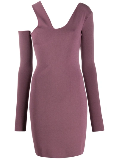 Shop Nanushka Fitted Long-sleeve Dress In Purple