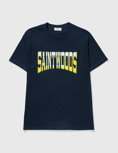 Shop Saintwoods Big Mountain Logo T-shirt In Blue