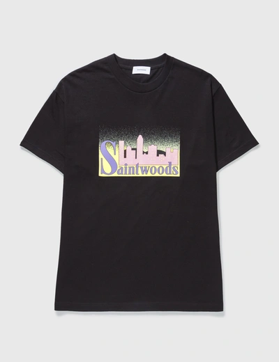 Shop Saintwoods Skyline T-shirt In Black