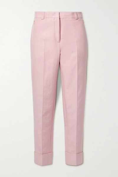 Shop Akris Maxima Cropped Cotton-blend Twill Tapered Pants In Baby Pink