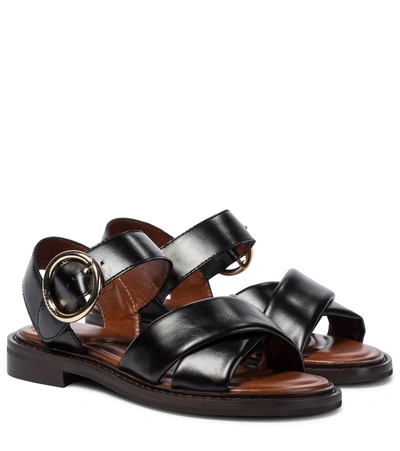Shop See By Chloé Leather Sandals In Black