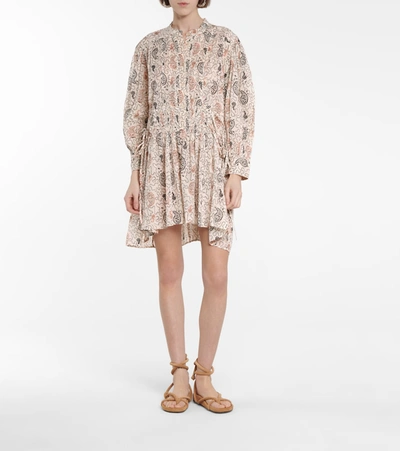 Shop Isabel Marant Étoile Anaco Paisley Cotton Minidress In Beige