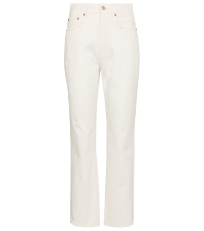 Shop Acne Studios High-rise Cropped Straight Jeans In White