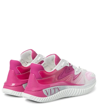 Shop Valentino Vltn Leather Sneakers In Pink