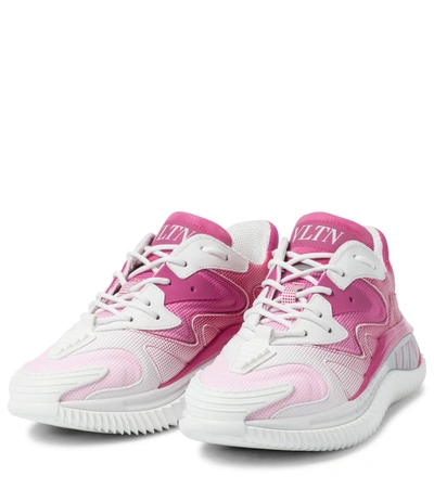 Shop Valentino Vltn Leather Sneakers In Pink