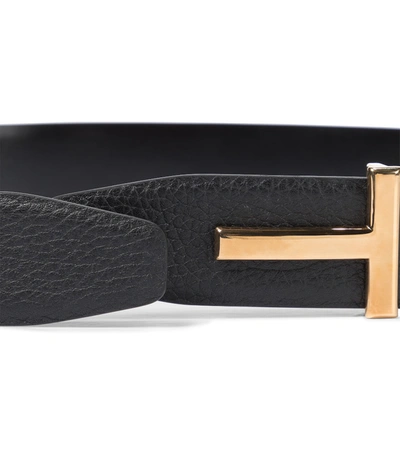 Shop Tom Ford Monogram Leather Belt In Black
