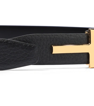 Shop Tom Ford Monogram Leather Belt In Black