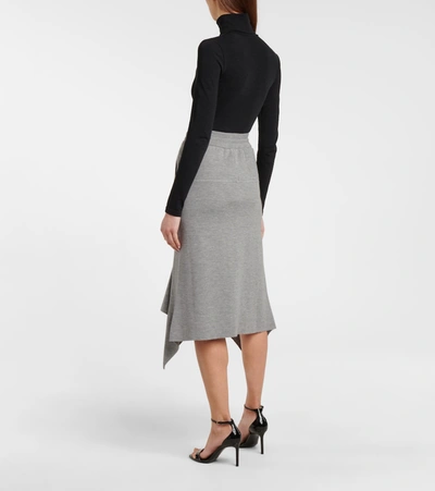 Shop Tom Ford Cashmere And Silk Midi Skirt In Grey