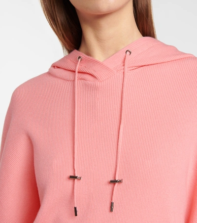 Shop Tom Ford Ribbed-knit Cashmere-blend Hoodie In Pink