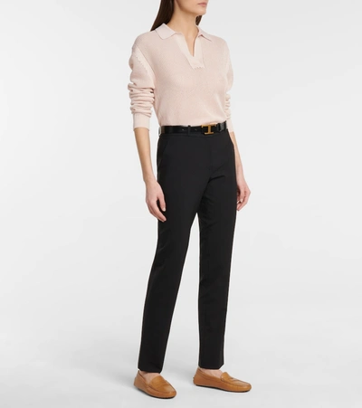 Shop Tod's Open-knit Cotton Sweater In Pink