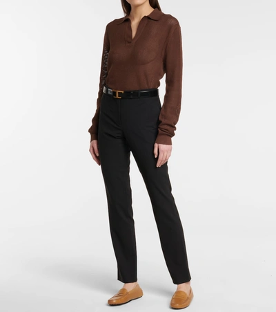 Shop Tod's Open-knit Cotton Sweater In Brown