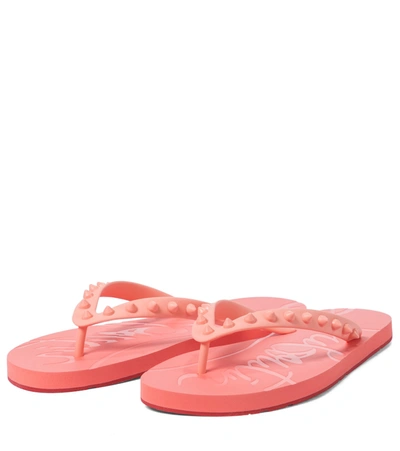 Shop Christian Louboutin Loubi Flip Thong Sandals In Pink