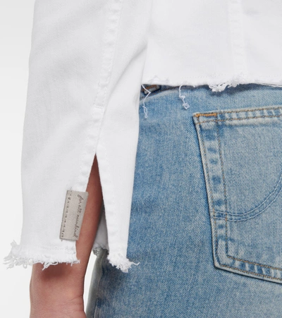 Shop 7 For All Mankind Collarless Stretch-denim Jacket In White