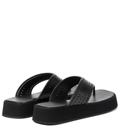 Shop Alaïa Laser-cut Leather Thong Sandals In Black