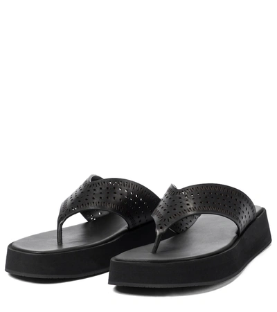 Shop Alaïa Laser-cut Leather Thong Sandals In Black