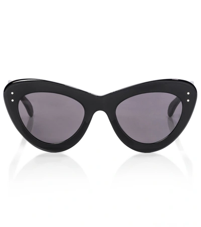 Shop Alaïa Cat-eye Acetate Sunglasses In Black