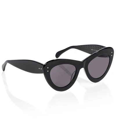 Shop Alaïa Cat-eye Acetate Sunglasses In Black