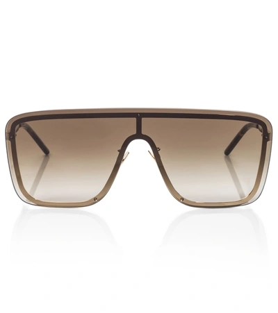 Shop Saint Laurent Sl 364 Flat-brow Sunglasses In Gold-gold-brown