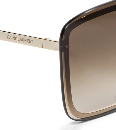 Shop Saint Laurent Sl 364 Flat-brow Sunglasses In Gold-gold-brown