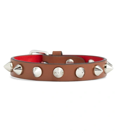 Shop Christian Louboutin Loubilink Leather Bracelet In Brown