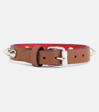 Shop Christian Louboutin Loubilink Leather Bracelet In Brown