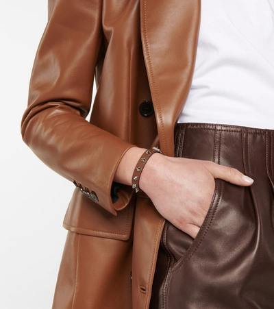 Christian Louboutin Beige Crystal Loubilink Bracelet In Brown