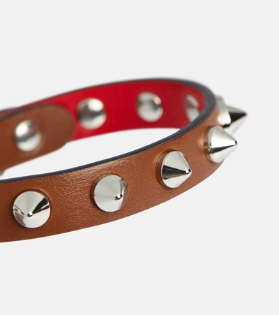 Shop Christian Louboutin Loubilink Leather Bracelet In Brown