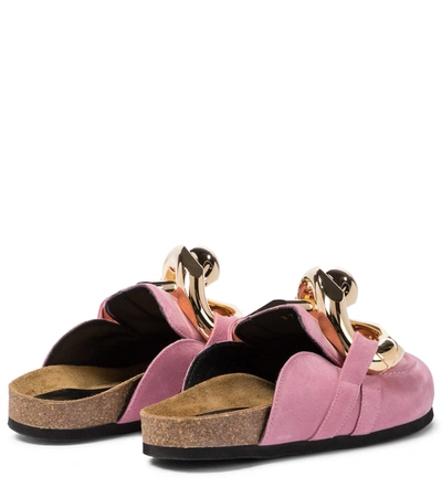 Shop Jw Anderson Embellished Suede Slippers In Pink