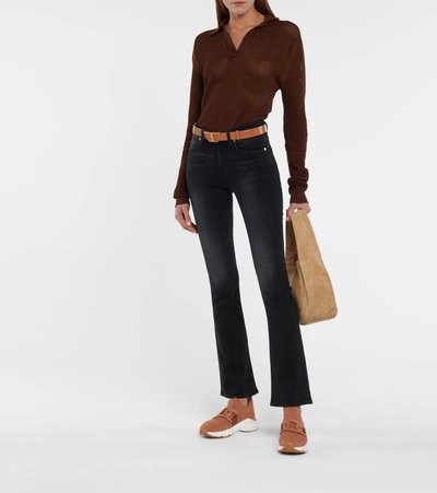 Tod's Leather-trimmed Knit Sneakers In Brown