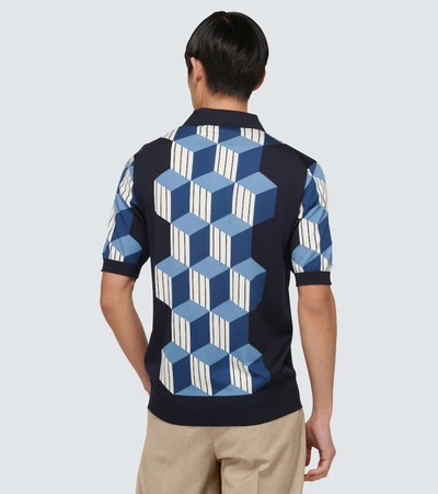 Shop Dolce & Gabbana Silk Intarsia Short-sleeved Polo In Blue