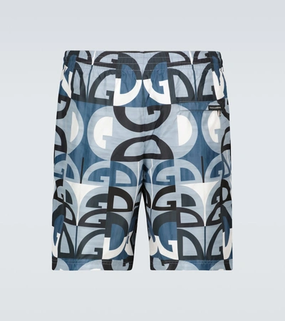 Shop Dolce & Gabbana Dg Printed Swim Shorts In Blue