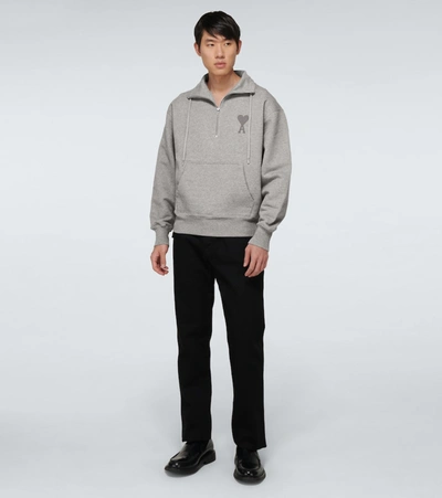 Shop Ami Alexandre Mattiussi Ami De Coeur High-neck Sweatshirt In Grey