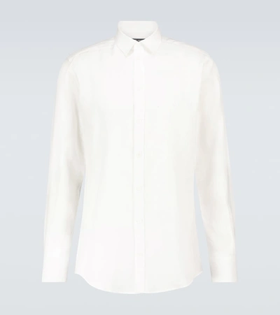 Shop Dolce & Gabbana Martini-fit Linen Shirt In White