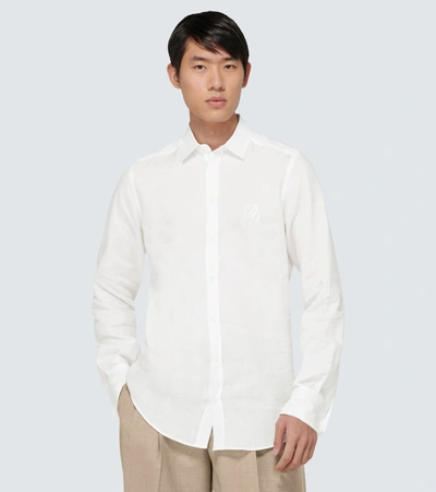 Shop Dolce & Gabbana Martini-fit Linen Shirt In White