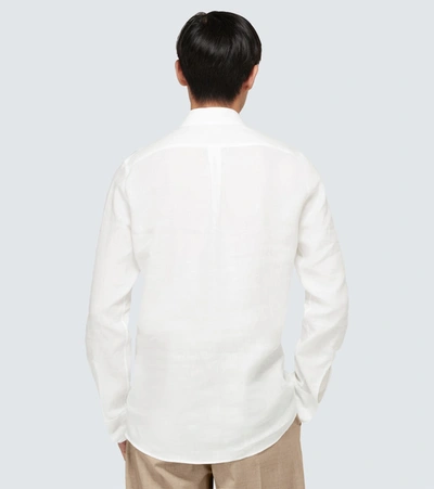 Shop Dolce & Gabbana Martini-fit Linen Shirt In White