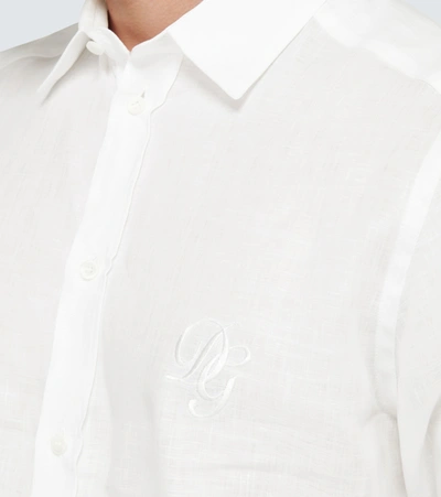 Shop Dolce & Gabbana Martini-fit Linen Shirt In White