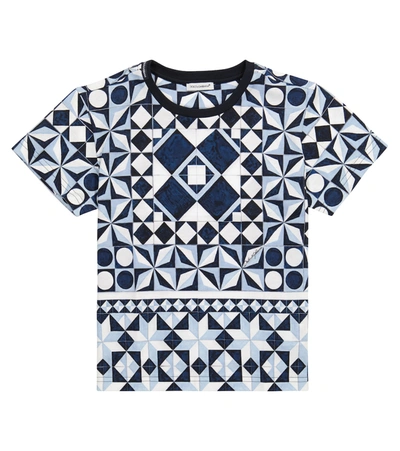 Shop Dolce & Gabbana Majolica-print Cotton Jersey T-shirt In Blue